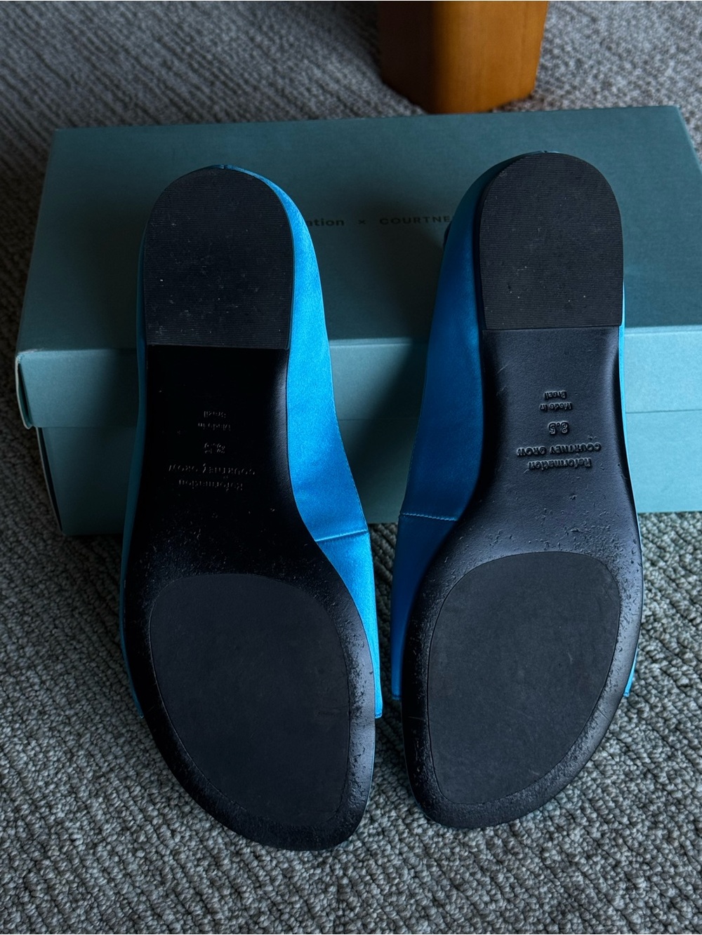 Reformation x Courtney Grow Zoe Sage Satin Sandal in Teal Size 8.5 - Picture 8 of 10